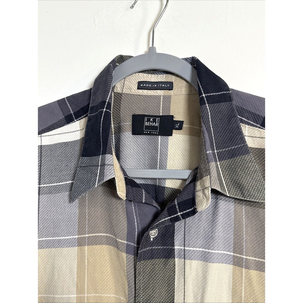 IKE BEHAR New York Men's Button Front Long Sleeve Shirt XL Silk/Cotton - Italy - Picture 3 of 8